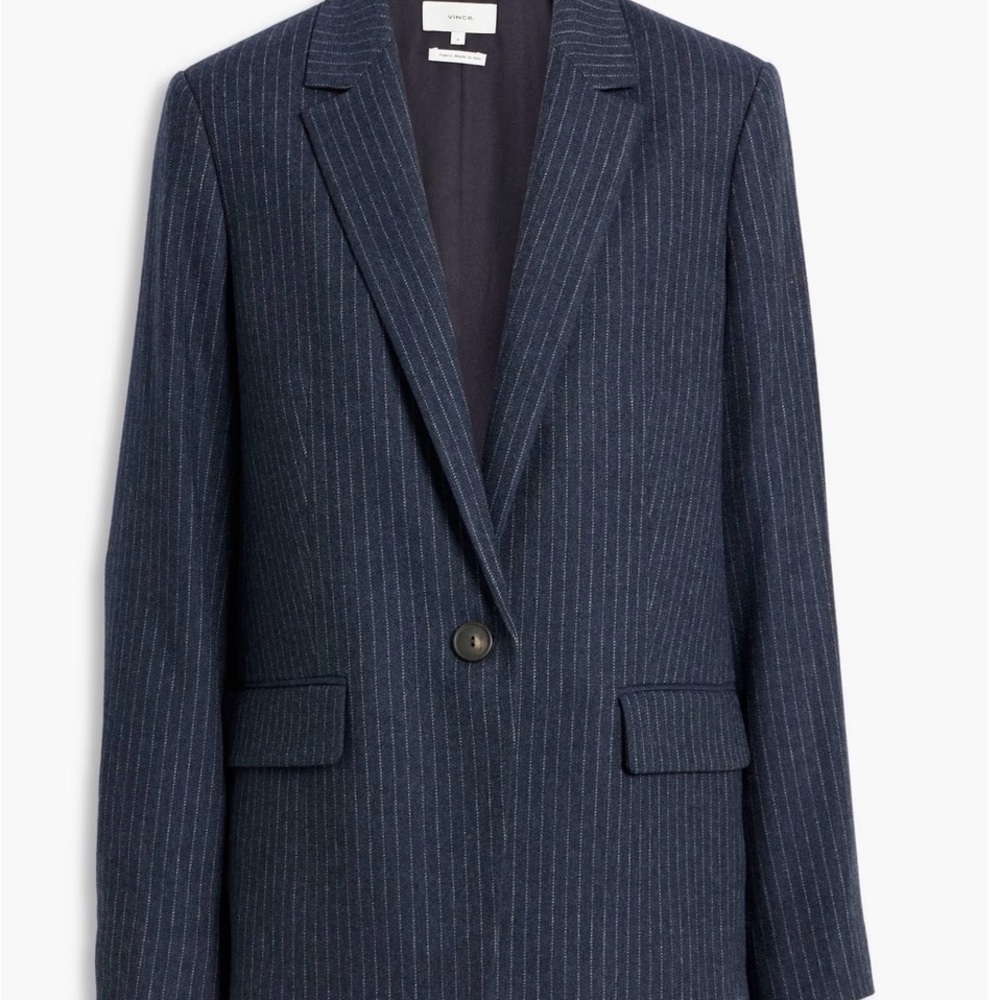 Vince Dark Blue Pinstripe Blazer Wool Blend size 8